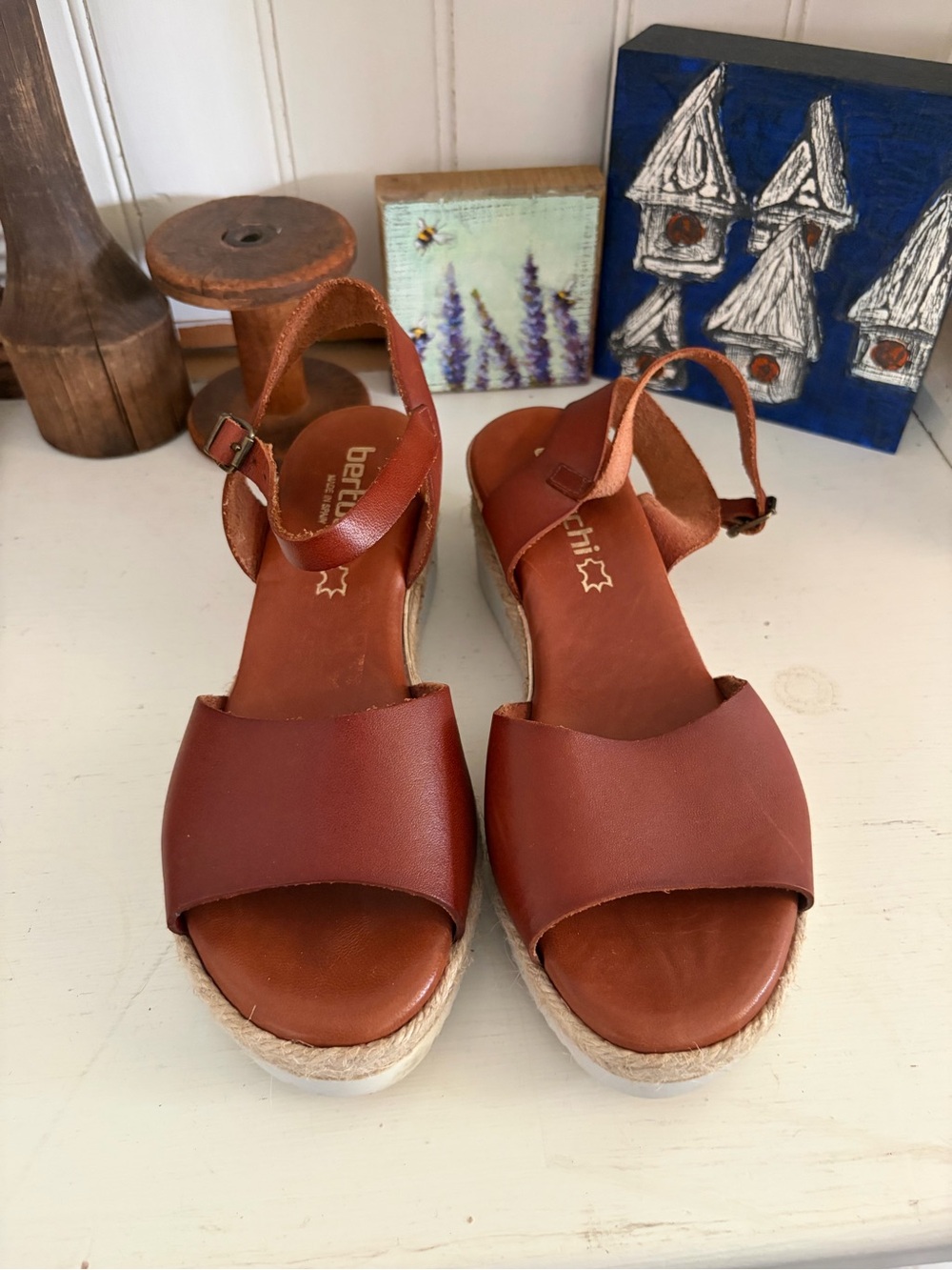Bertichi Earthy Brown Leather Espadrille Sandals